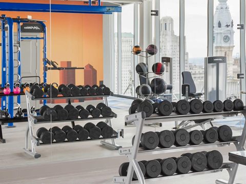 Free weights in the fitness center